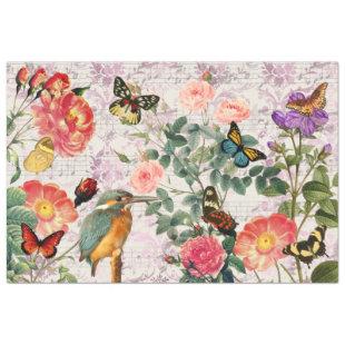 Vintage Bird Flowers Butterflies Music Decoupage 2 Tissue Paper