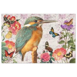 Vintage Bird, Flowers Butterflies Music, Decoupage Tissue Paper