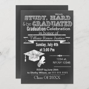 Vintage Chalkboard Graduation party Invitation