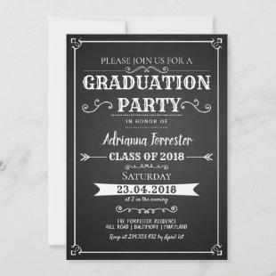 Vintage Chalkboard Graduation Party Invitation