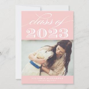 Vintage Class of 2024 Blush Pink Photo Graduation Invitation