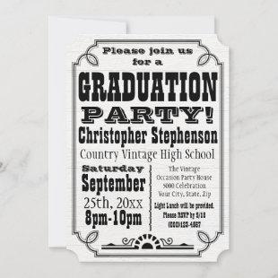 Vintage Country White Graduation Party Invitation
