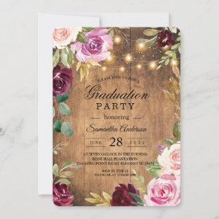 Vintage Flowers Frame With Lights Beauty Invitation