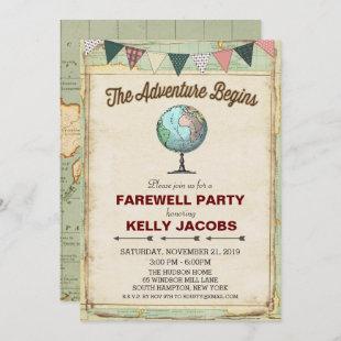 Vintage Globe Travel Farewell Party Invitation