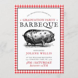 Vintage Hog Picnic Style | Graduation Barbecue Invitation