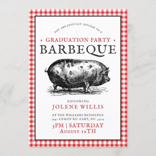 Vintage Hog Picnic Style | Graduation Barbecue Invitation