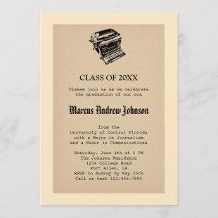 Vintage Journalism Graduation Invitation