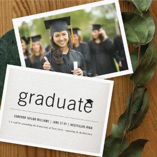 Vintage Linen Minimalist Graduate Photo Graduation Announcement