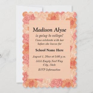 Vintage Peach Floral "Off To College" Invite