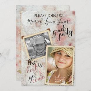 Vintage PHOTO Frames Then and Now Graduation Invitation