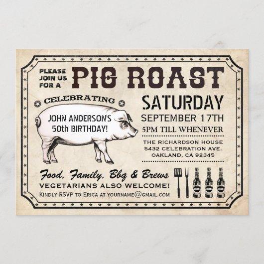 Vintage Pig Roast Invitations (Ticket Style)