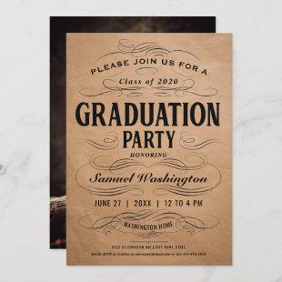 Vintage Scrollwork Graduation Party Invitations