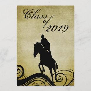 Vintage Style Horse Jumping Graduation Invitation
