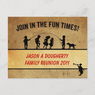 Vintage Style Jumprope Silhouette Family Reunion Invitation