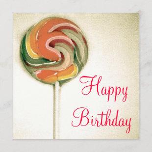 VINTAGE STYLE "LOLLIPOP" BIRTHDAY CARD IN COLOUR