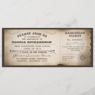 vintage typography graduation tickets invitations