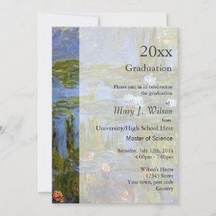 Vintage waterlily oil painting graduation party invitation