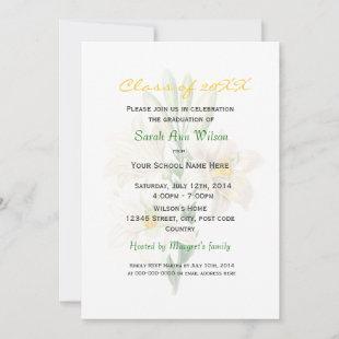 Vintage white lily flower graduation party invitation