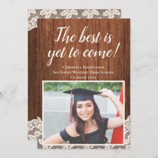 Vintage Wood Best is Yet to Come Photo Graduation Invitation