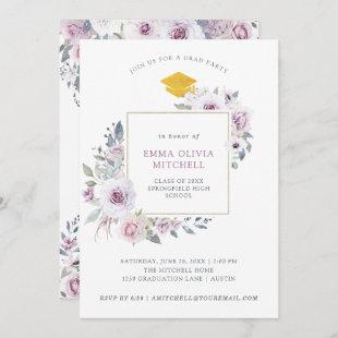 Violet Blush Floral | Graduation Party Invitation