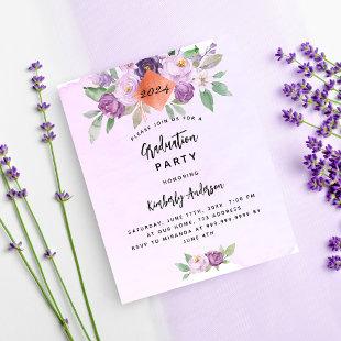 Violet flower budget graduation party invitation