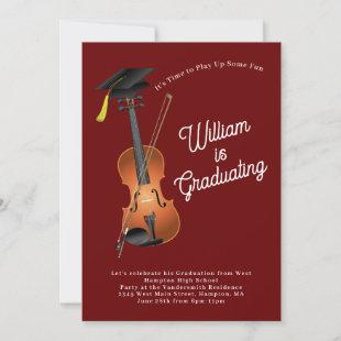Violin Musician Graduation Party Music Invitation