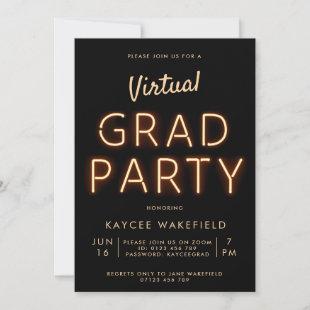 Virtual Grad Party Neon Lights Photo  Invitation