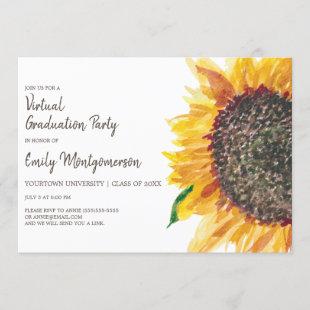 Virtual Graduation Party Yellow Brown Sunflower Invitation