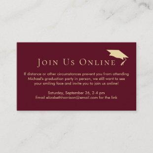 Virtual Online Graduation Party Burgundy Gold Enclosure Card