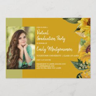 Virtual Online Graduation Party Rustic Sunflower Invitation