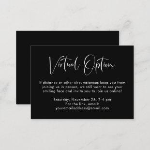 Virtual Option Party Shower Wedding Black Enclosure Card