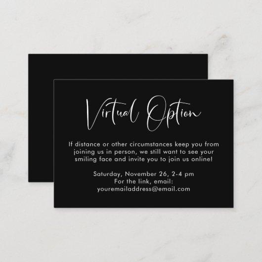 Virtual Option Party Shower Wedding Black Enclosure Card