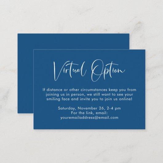 Virtual Option Party Shower Wedding Blue Enclosure Card