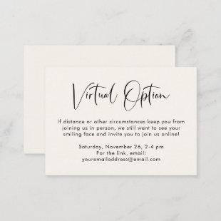 Virtual Option Party Shower Wedding Cream Enclosure Card
