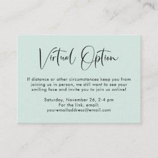 Virtual Option Party Shower Wedding Mint Enclosure Card