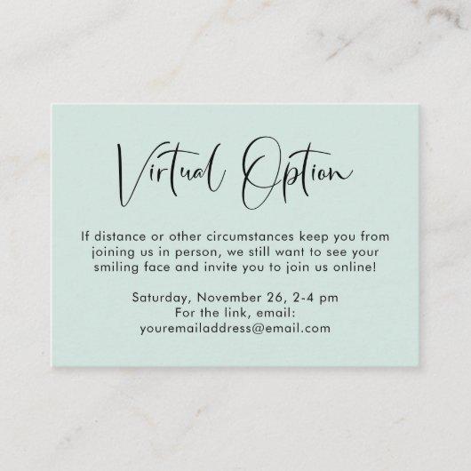 Virtual Option Party Shower Wedding Mint Enclosure Card