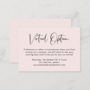 Virtual Option Party Shower Wedding Pink Enclosure Card
