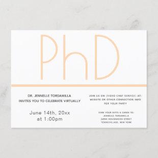 Virtual PhD degree White Cream Gray Graduation Invitation