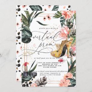 Virtual Prom Party | Pink Floral Tropical Greenery Invitation