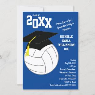Volleyball Graduation Sports Blue Invitation