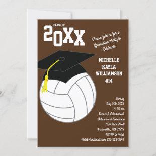 Volleyball Graduation Sports Brown Invitation
