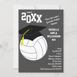 Volleyball Graduation Sports Grey Invitation