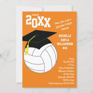 Volleyball Graduation Sports Orange Invitation