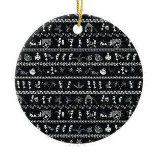 Warli Handart Black Ceramic Ornament