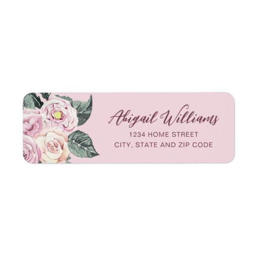 Watercolor Blush Pink Watercolor Floral Address Label