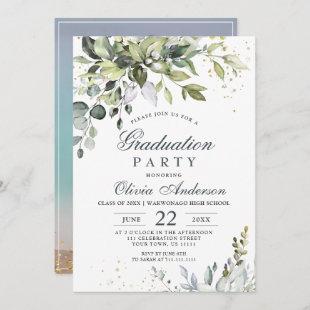 Watercolor Eucalyptus Greenery PHOTO Graduation Invitation