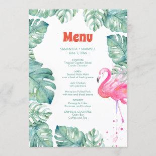Watercolor Flamingo Tropical Menu Invitation