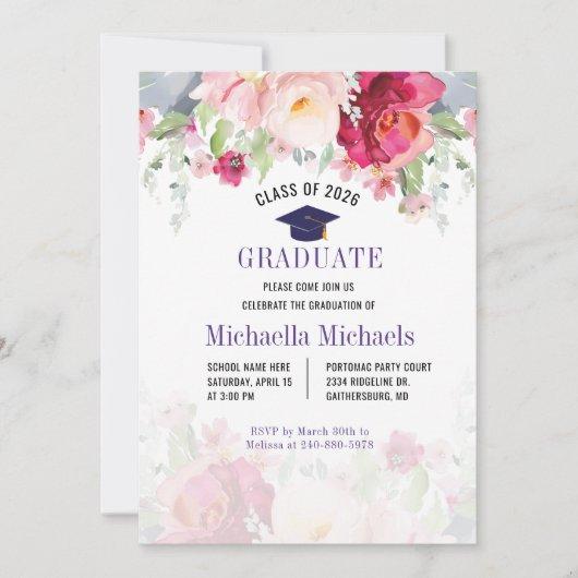 Watercolor Floral Class of 2023 Graduation Party Invitation