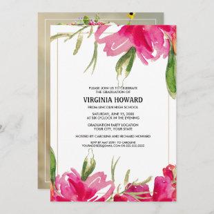 Watercolor Floral Custom Photo Graduation Party   Invitation