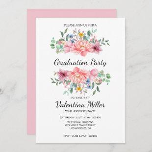 Watercolor Floral Girly  Invitation